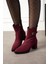 Kadın Bordo Süet Lucy Model Yandan Fermuarlı Sivri Burun Kısa Topuklu Bot 1