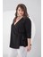 Kadın Büyük Beden Bel Bağlamalı Bluz Siyah 1
