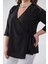 Kadın Büyük Beden Bel Bağlamalı Bluz Siyah 4