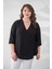 Kadın Büyük Beden Bel Bağlamalı Bluz Siyah 8