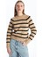 Yeni Sezon Bisiklet Yaka Çizgili Uzun Kollu Kadın Triko Kazak 1