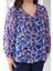 Kadın Büyük Beden Çiçekli Şifon Bluz Mavi Çiçekli 5