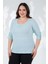 Kadın Büyük Beden Mavi Bluz 2