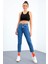 Lacivert Basic Sıfır Kol Dar Kalıp U Yaka Kadın Crop Top Atlet - 97160 10