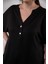 Kadın 3330373 Hakim Yaka Düğmeli Siyah Bluz 1