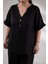 Kadın 3330373 Hakim Yaka Düğmeli Siyah Bluz 2