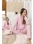 Kadın Kalp Desen Düğmeli Suprem Pijama Takımı 0392 PEMBE01 1