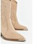 Yeni Sezon Süet Görünümlü Sivri Burun Topuklu Kadın Bot 3