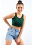 Yeşil Basic Sıfır Kol Dar Kalıp U Yaka Kadın Crop Top Atlet - 97162 11