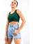 Yeşil Basic Sıfır Kol Dar Kalıp U Yaka Kadın Crop Top Atlet - 97162 12