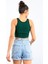 Yeşil Basic Sıfır Kol Dar Kalıp U Yaka Kadın Crop Top Atlet - 97162 13