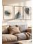 3 Parça Minimal Tropikal Temalı Ahşap Çerçeve Görünümlü Mdf Tablo Seti 1