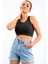 Haki Basic Sıfır Kol Dar Kalıp U Yaka Kadın Crop Top Atlet - 97162 7