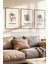 3 Parça Minimal Botanik Çiçekler Temalı Ahşap Çerçeve Görünümlü Mdf Tablo Seti 1