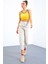 Sarı Basic Sıfır Kol Dar Kalıp U Yaka Kadın Crop Top Atlet - 97162 9