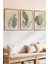 3 Parça Yeşil Yarpak Temalı Ahşap Çerçeve Görünümlü Mdf Tablo Seti 2