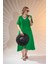 Kadın Büyük Beden Eteği Düğmeli Volanlı Yeşil Elbise 2