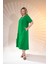 Kadın Büyük Beden Eteği Düğmeli Volanlı Yeşil Elbise 6