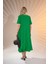 Kadın Büyük Beden Eteği Düğmeli Volanlı Yeşil Elbise 7