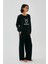 Kadın Siyah Boğa Burcu Oversize 2 Iplik Eşofman Ev Giyim Takımı 5