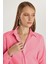 Kadın Slim Fit Dar Kesim Uzun Kollu Pamuklu Vücuda Oturan Dokulu Pembe Basic Gömlek 2