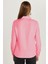 Kadın Slim Fit Dar Kesim Uzun Kollu Pamuklu Vücuda Oturan Dokulu Pembe Basic Gömlek 5