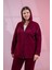 Kadın Büyük Beden Grogrenli-Fermuarlı Kapşonlu Bordo Sweat 3