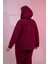 Kadın Büyük Beden Grogrenli-Fermuarlı Kapşonlu Bordo Sweat 5