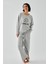 Kadın Gri Yengeç Burcu Oversize 2 Iplik Eşofman Ev Giyim Takımı 2