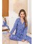 Kadın Leopar Desen Düğmeli Suprem Pijama Takımı 0319 Leo Mor 4