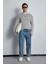 Erkek Oversize Yıkamalı Efektli Basic Kazak Gri 3