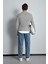 Erkek Oversize Yıkamalı Efektli Basic Kazak Gri 4