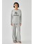 Kadın Gri Akrep Burcu Oversize 2 Iplik Eşofman Ev Giyim Takımı 4