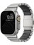 Apple Watch Ultra 49MM Mkst KRD-149 Titanyum Silikon Kordon - Gümüş-Siyah 1
