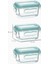 4373 3lü Kilitli Sızdırmaz Kapaklı Yiyecek Erzak Saklama Kabı Seti - Cam Saklama Kabı - 150ML Yeşil 4