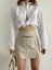 Lvsqvr Zincir Detaylı Çizgili Şort Etek Bej (Beden: S) 1