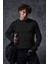 Erkek Regular Fit Bisiklet Yaka Kazak Siyah 2