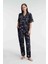 Mdb Mdbshop Yarım Kollu V Yaka Kadın Viskon Çiçek Desenli Yazlık Dokuma Dantel Detaylı Pijama Takımı 1