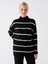 Yeni Sezon Yarım Balıkçı Yaka Çizgili Uzun Kollu Kadın Triko Kazak 1
