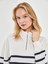 Yeni Sezon Dik Yaka Çizgili Oversize Kadın Kalın Sweatshirt 1