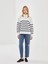 Yeni Sezon Dik Yaka Çizgili Oversize Kadın Kalın Sweatshirt 2