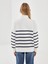 Yeni Sezon Dik Yaka Çizgili Oversize Kadın Kalın Sweatshirt 4