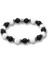 Küre Kesim Siyah Beyaz Jade Oniks Hematit Doğaltaş Erkek Taraftar Bileklik - M2 1