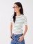 Yeni Sezon Bisiklet Yaka Çizgili Kısa Kollu Kadın Triko Kazak 1