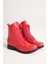 Kadın Hakiki Deri Bağcıklı ve Fermuarlı Bot - Kırmızı 4