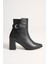 Kadın Hakiki Deri Tokalı Topuklu Bot - Siyah 3
