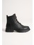 Kadın Hakiki Deri Fermuarlı Bağcıklı Günlük Bot - Siyah 3