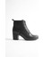 Kadın Hakiki Deri Bağcıklı Topuklu Bot - Siyah 3