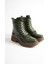 Kadın Hakiki Deri Bağcıklı Fermuarlı Rahat Postal Bot - Yeşil Rugan 1