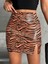 Lvsqvr Tek Yırtmaçlı Zebra Desenli Deri Etek Kahvesiyah W24475-S (Beden: Xl) 1